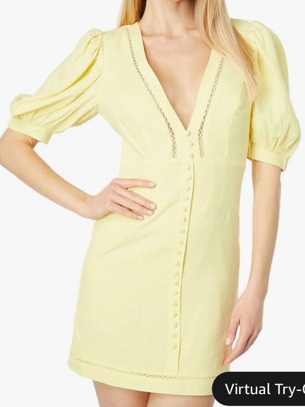 Bardot Dina Linen Blend Mini Dress Yellow Sz 10 NWT